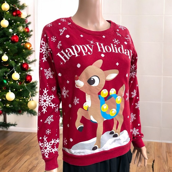Rudolph Women’s Rudolph the Red-Nosed Reindeer Happy Holiday Sweatshirt - Picture 5 of 16